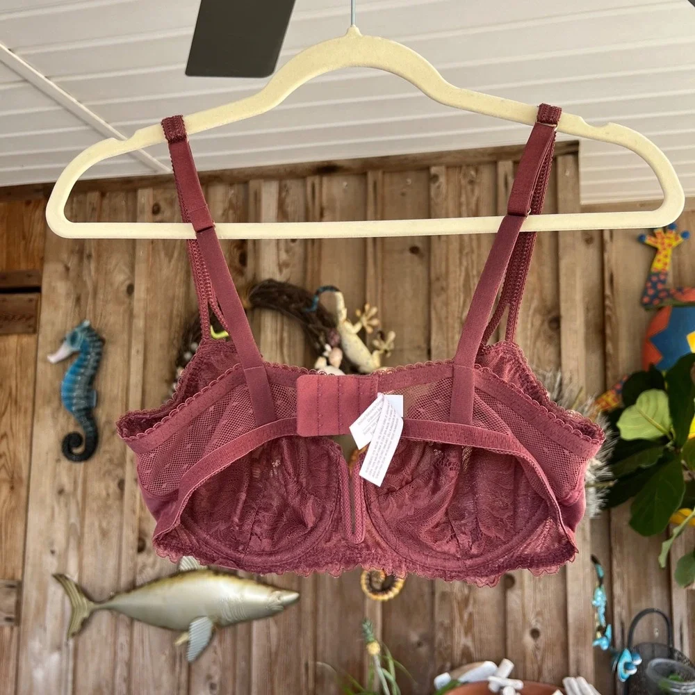 Auden Lace Underwire Bra 36B Dusty Rose Mauve Unlined Full‎ Coverage